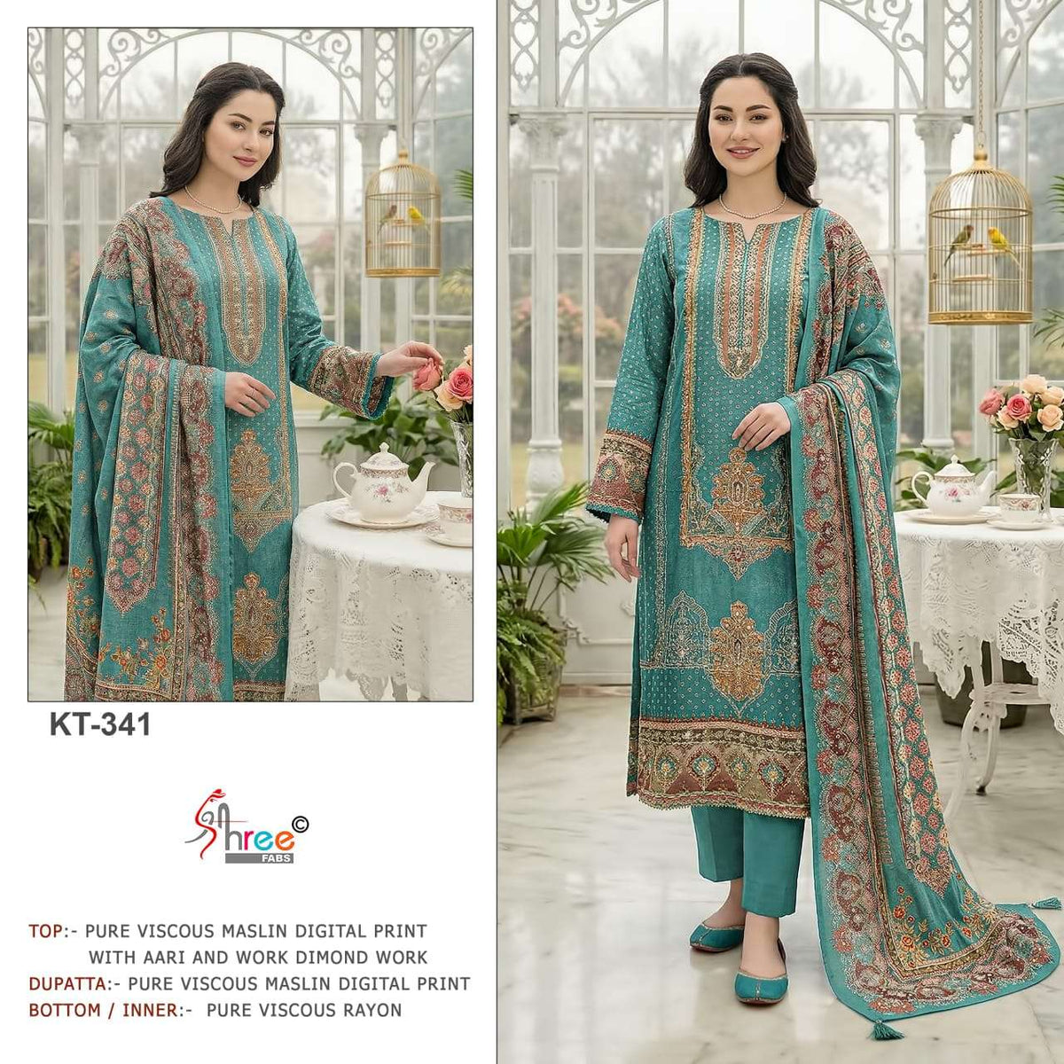 SHREE FAB KT - 341 Viscose Muslin Pakistani Suit - Amrah Wholesale