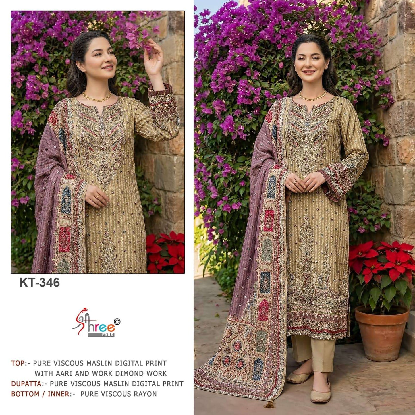 Shree Fab KT - 346 Viscose Muslin Pakistani Suit - Amrah Wholesale