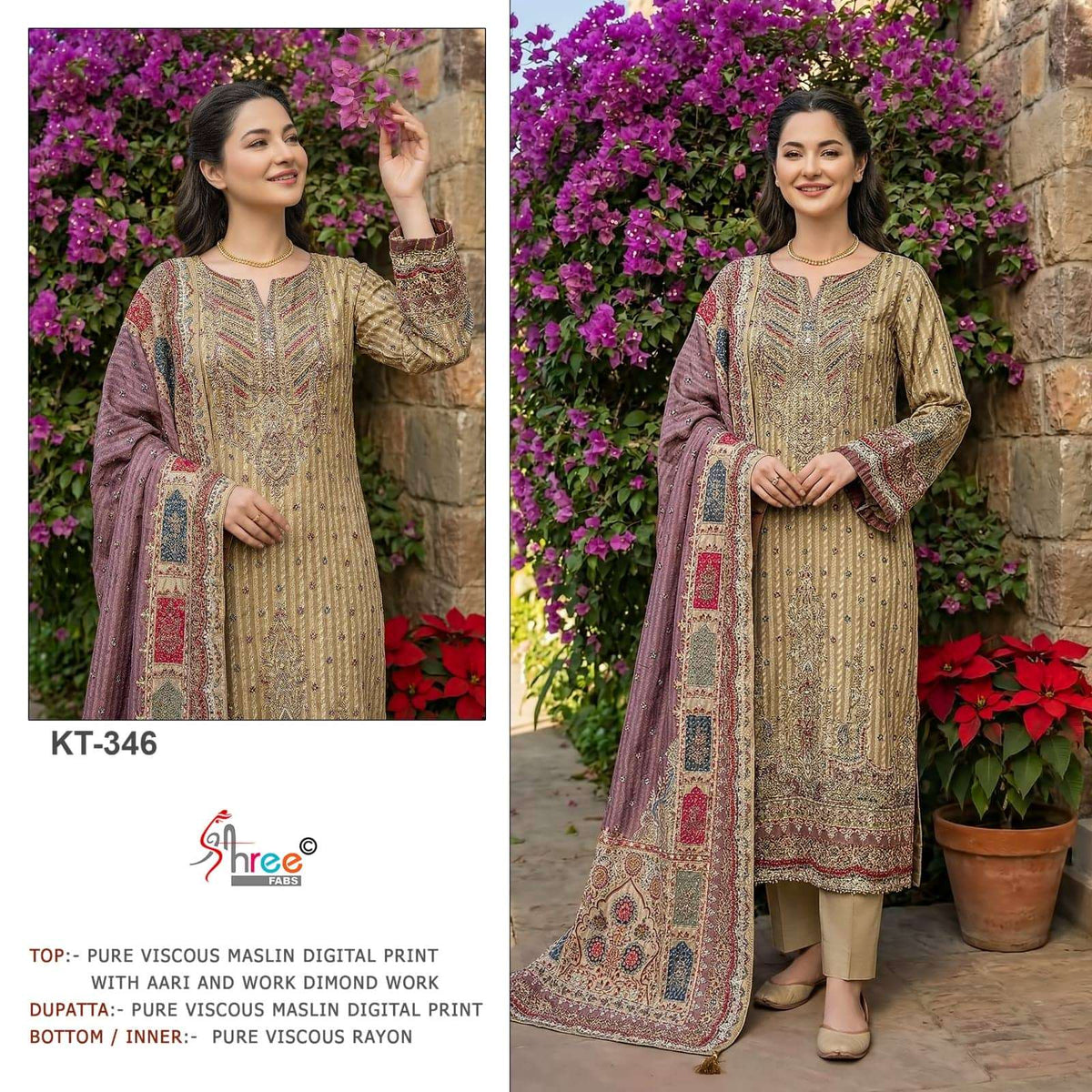 Shree Fab KT - 346 Viscose Muslin Pakistani Suit - Amrah Wholesale