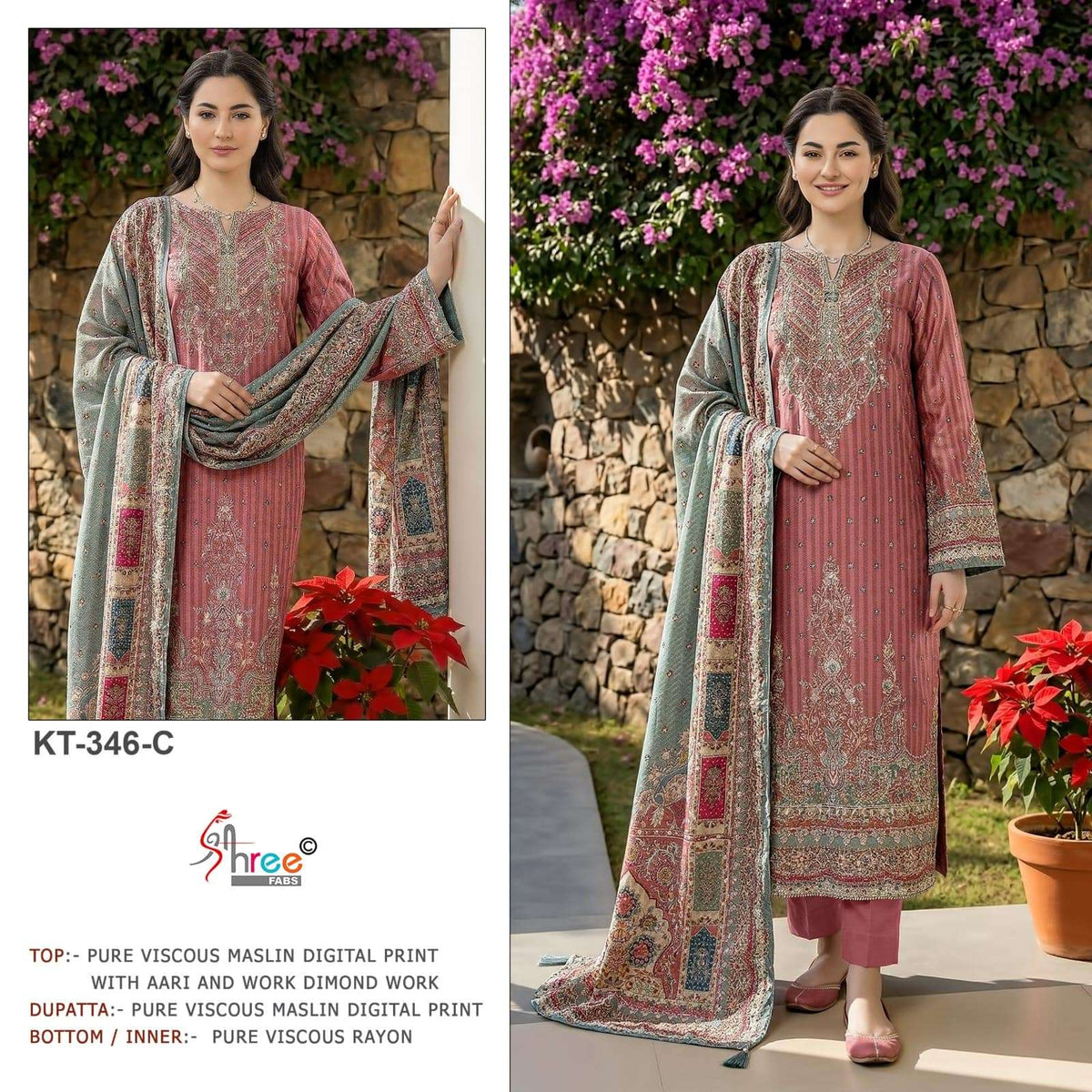 Shree Fab KT - 346 Viscose Muslin Pakistani Suit - Amrah Wholesale
