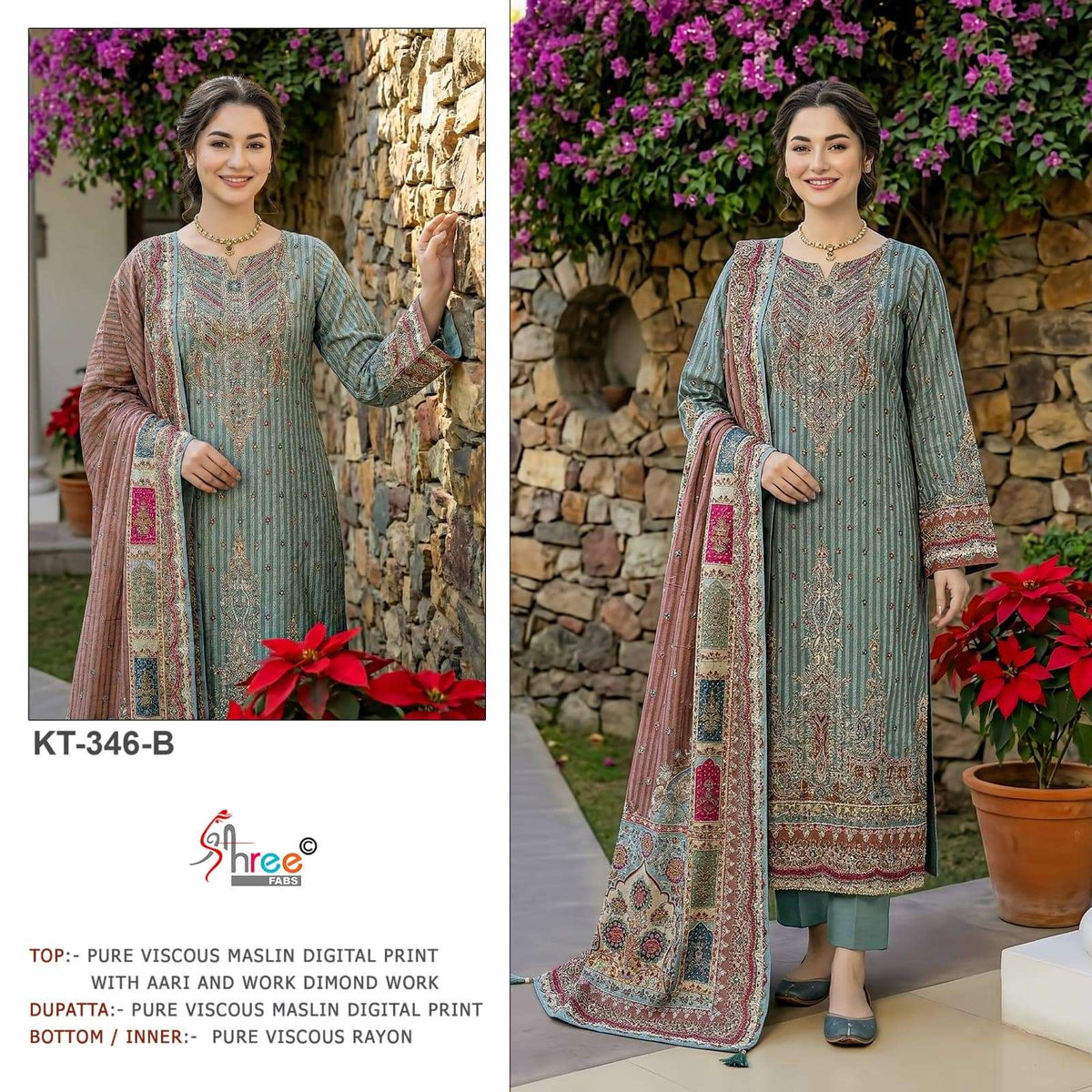 Shree Fab KT - 346 Viscose Muslin Pakistani Suit - Amrah Wholesale