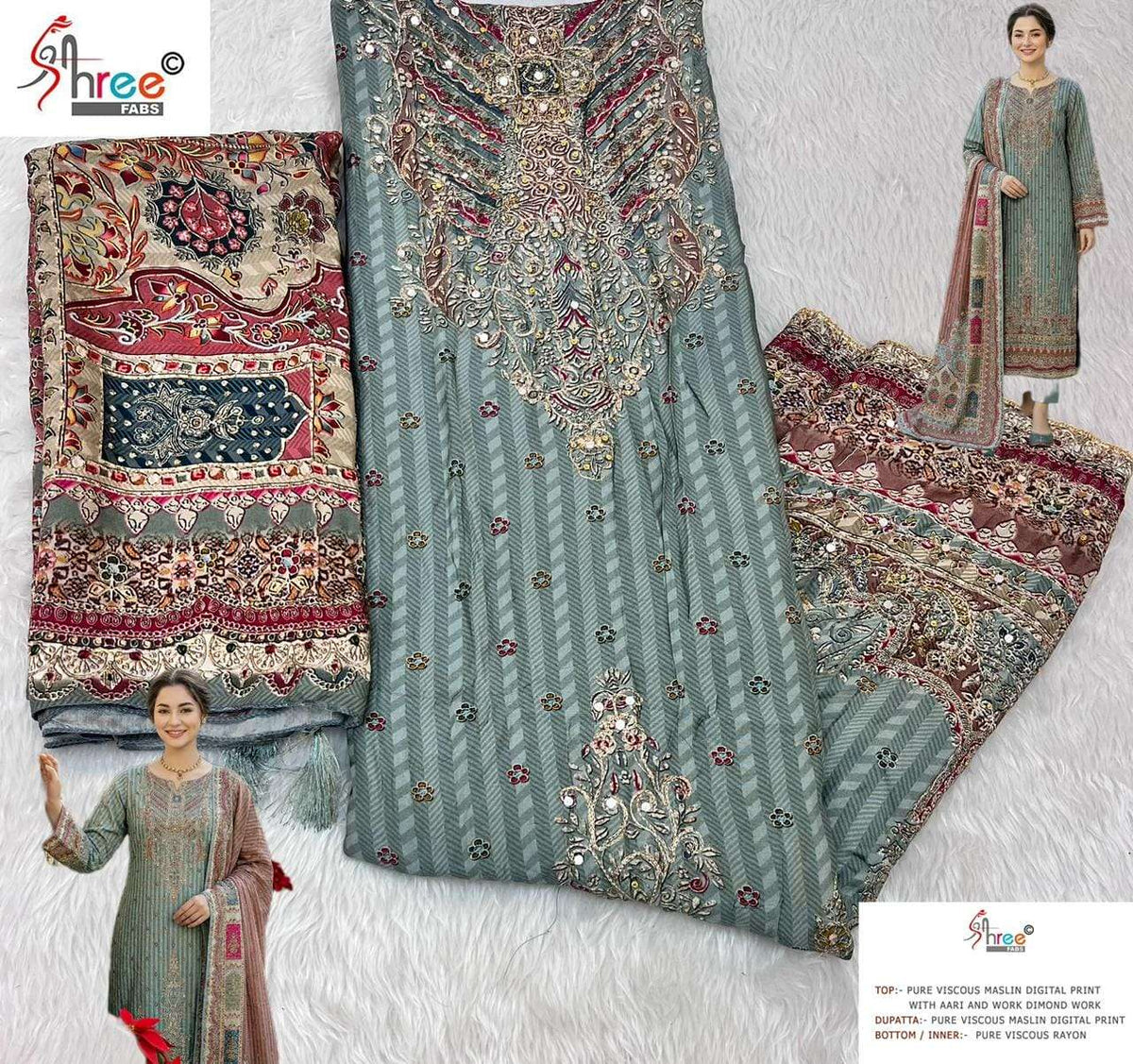 Shree Fab KT - 346 Viscose Muslin Pakistani Suit - Amrah Wholesale