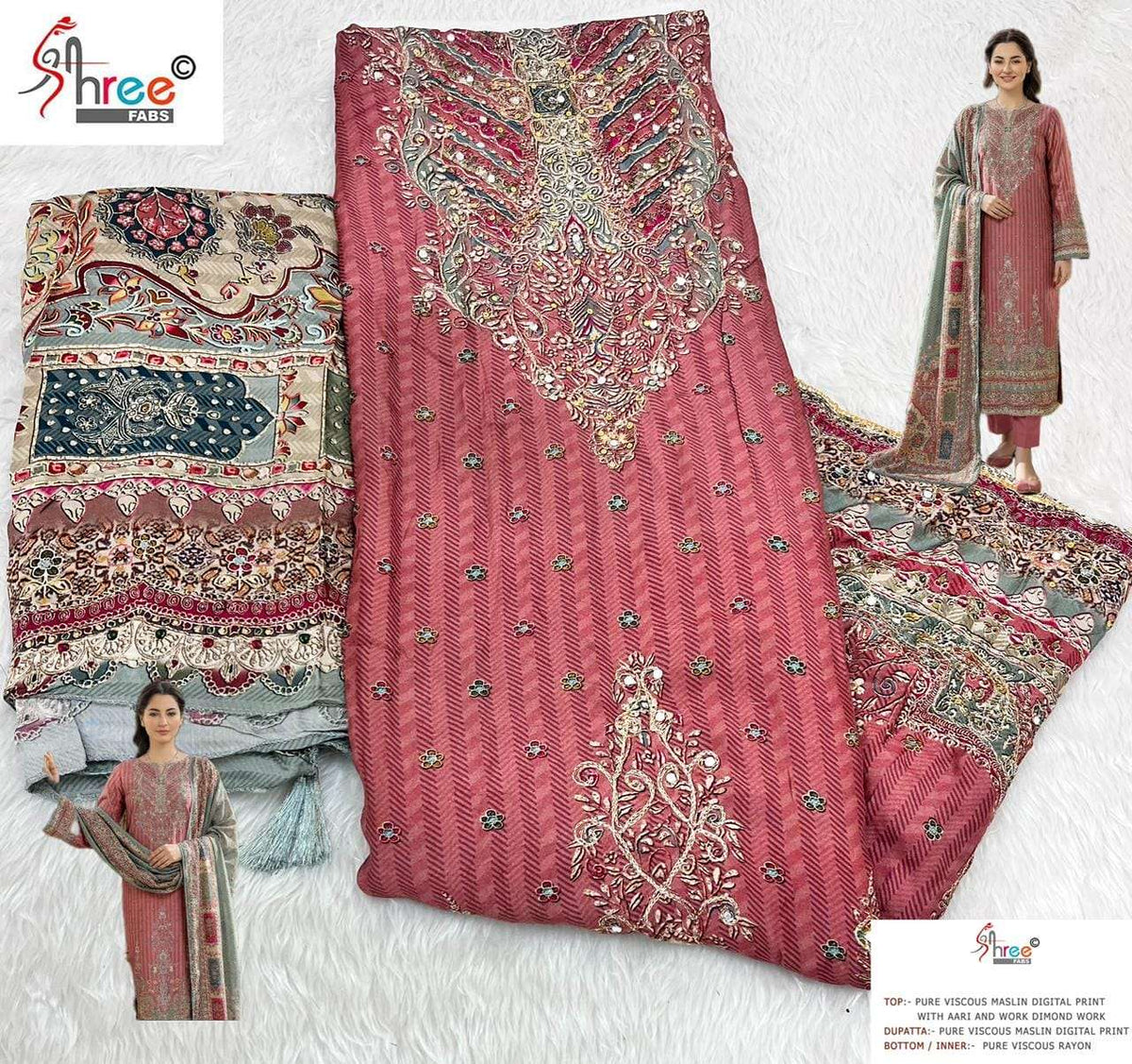 Shree Fab KT - 346 Viscose Muslin Pakistani Suit - Amrah Wholesale