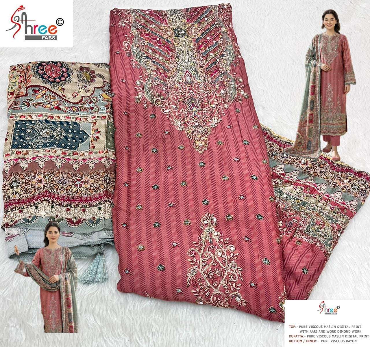 Shree Fab KT - 346 Viscose Muslin Pakistani Suit - Amrah Wholesale