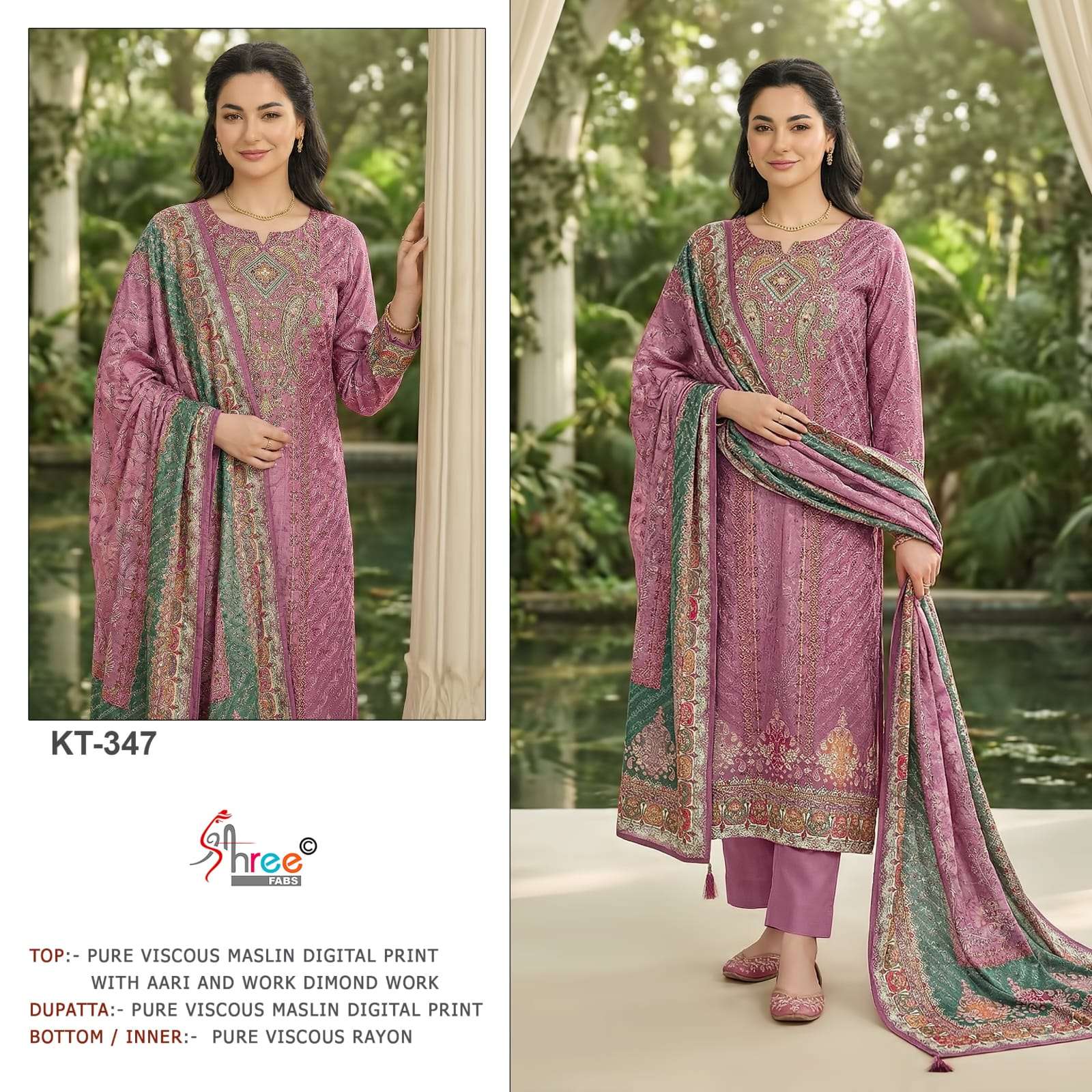 SHREE FAB KT - 347 Viscose Muslin Pakistani Suit Wholesale Surat India - Amrah Wholesale