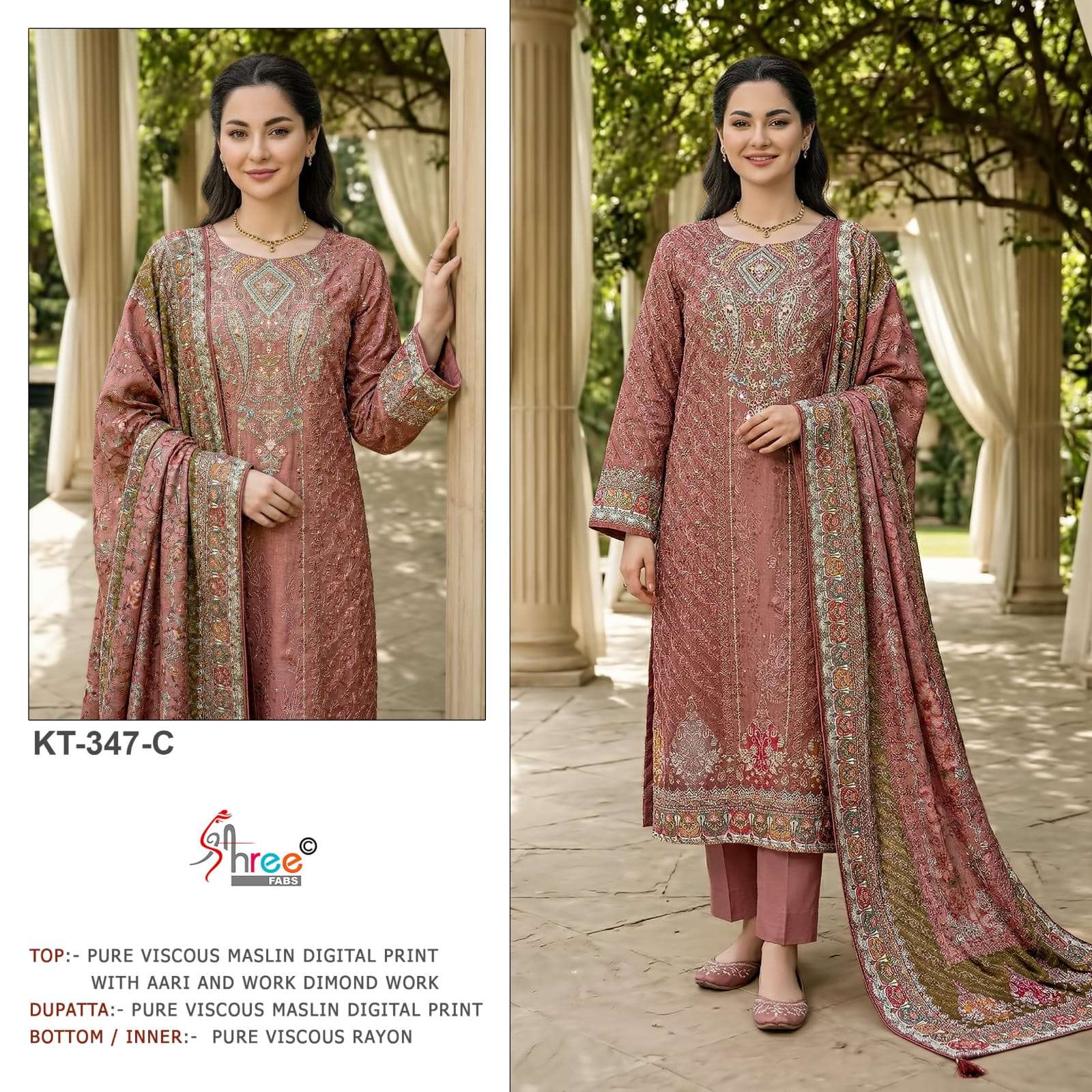 SHREE FAB KT - 347 Viscose Muslin Pakistani Suit Wholesale Surat India - Amrah Wholesale