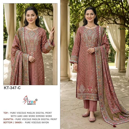 SHREE FAB KT - 347 Viscose Muslin Pakistani Suit Wholesale Surat India - Amrah Wholesale