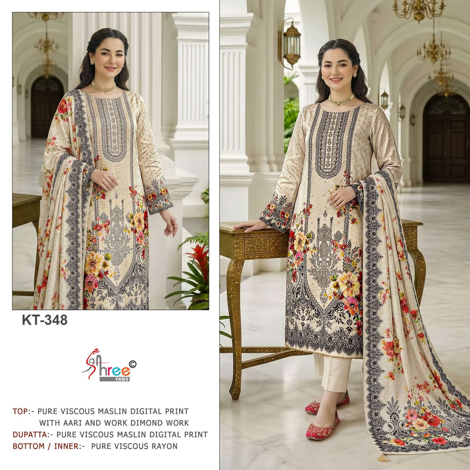 SHREE FAB KT - 348 Viscose Muslin Pakistani Suit Wholesale Surat India - Amrah Wholesale