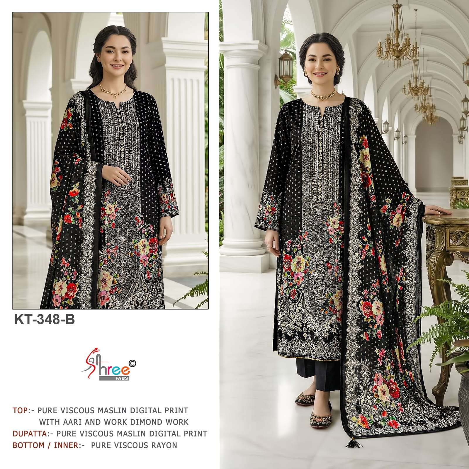 SHREE FAB KT - 348 Viscose Muslin Pakistani Suit Wholesale Surat India - Amrah Wholesale