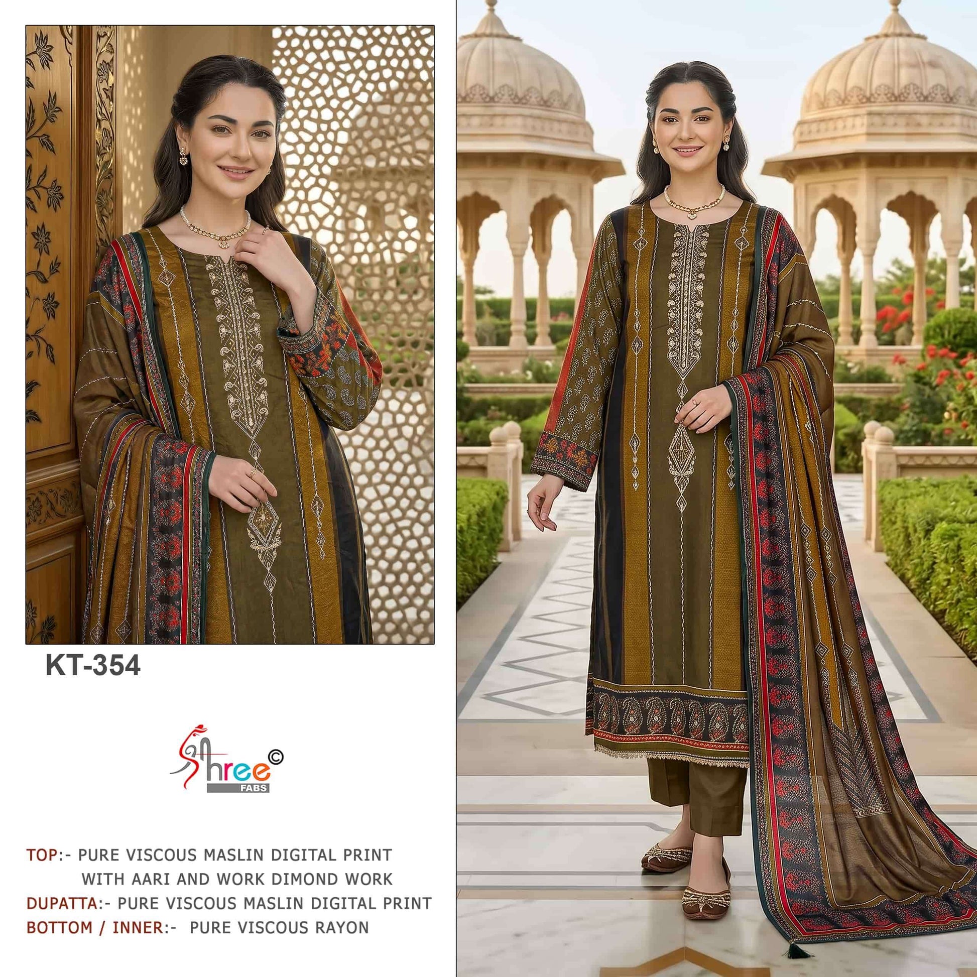Shree Fab KT-354 Viscose Muslin Embroidered Pakistani Suit Set