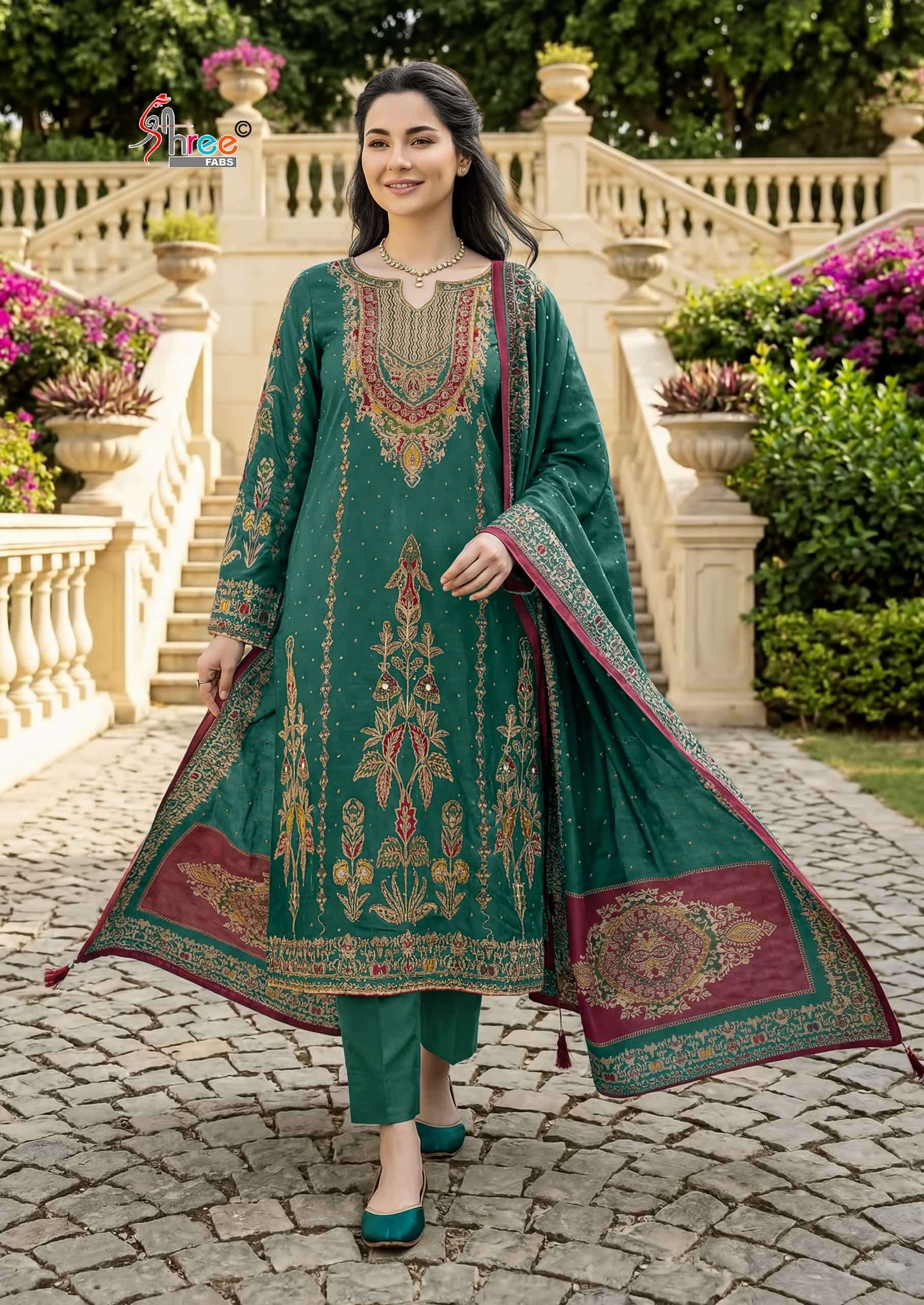 Shree Fab KT-356 Viscose Muslin Embroidered Pakistani Suit Set