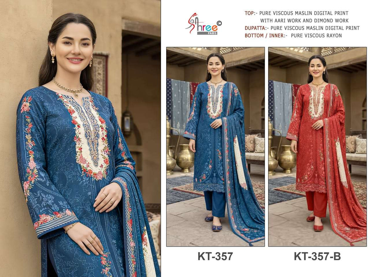SHREE FAB KT - 357 Viscose Muslin Dress Material Wholesale - Amrah Wholesale