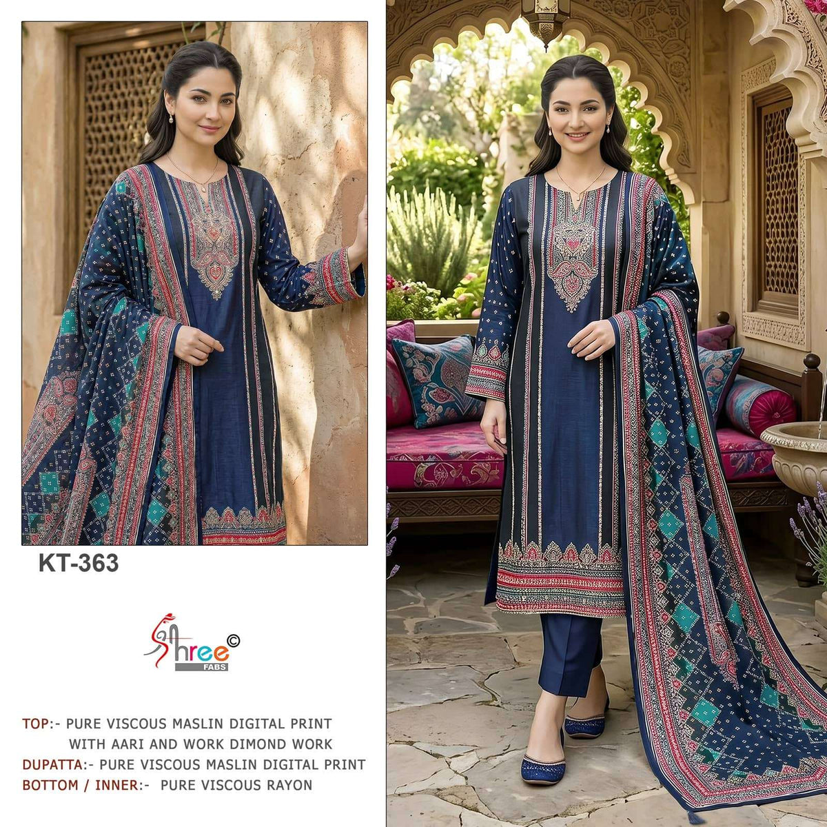Shree Fab KT-363 Viscose Muslin Embroidered Pakistani Suit - Amrah Wholesale