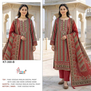 SHREE FAB KT-368 Viscose Muslin Pakistani Suit Wholesale Collection