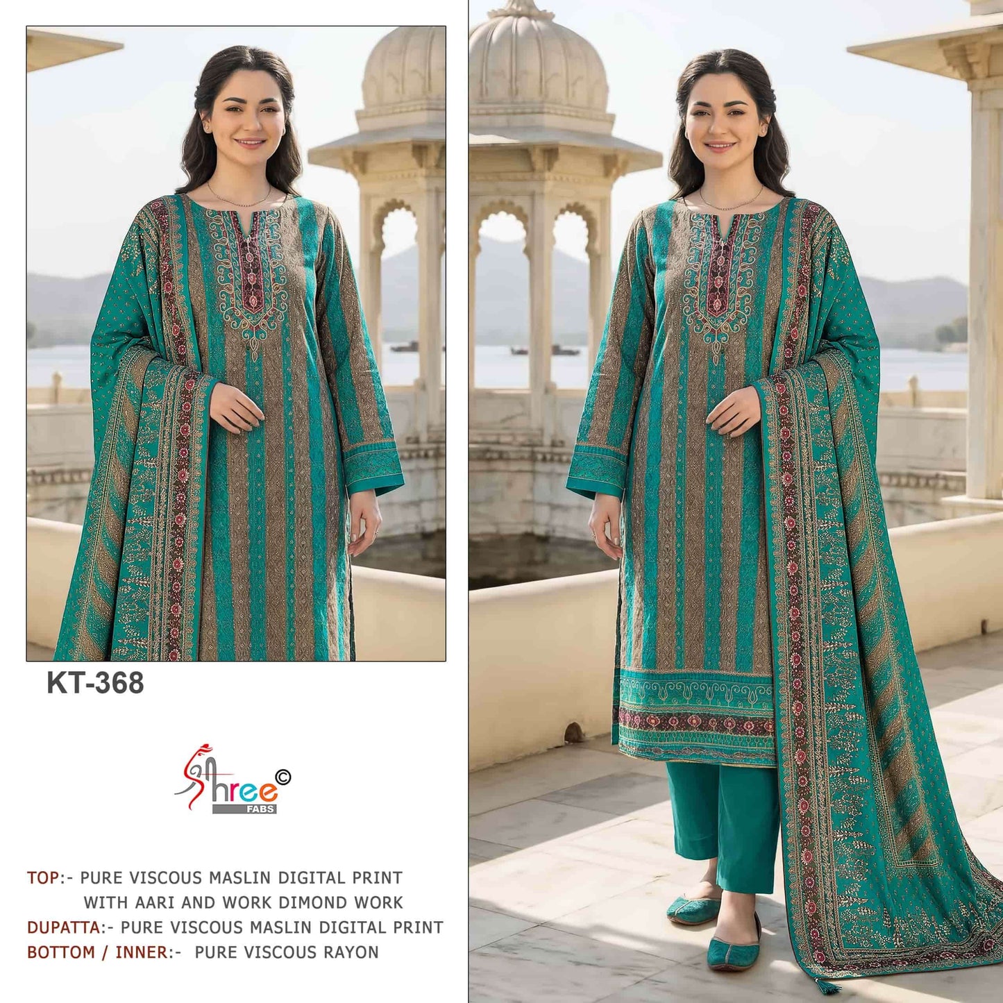 SHREE FAB KT-368 Viscose Muslin Pakistani Suit Wholesale Collection