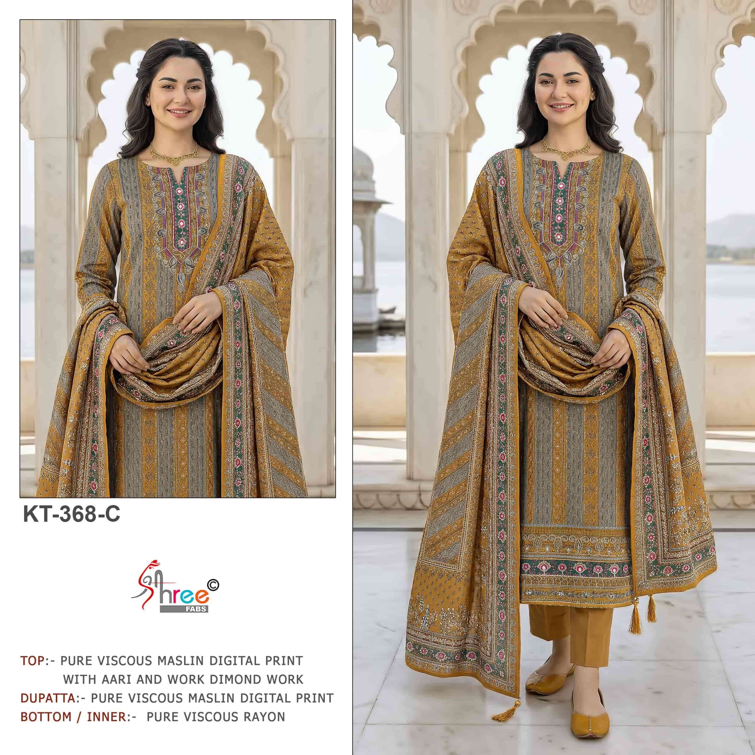 SHREE FAB KT-368 Viscose Muslin Pakistani Suit Wholesale Collection