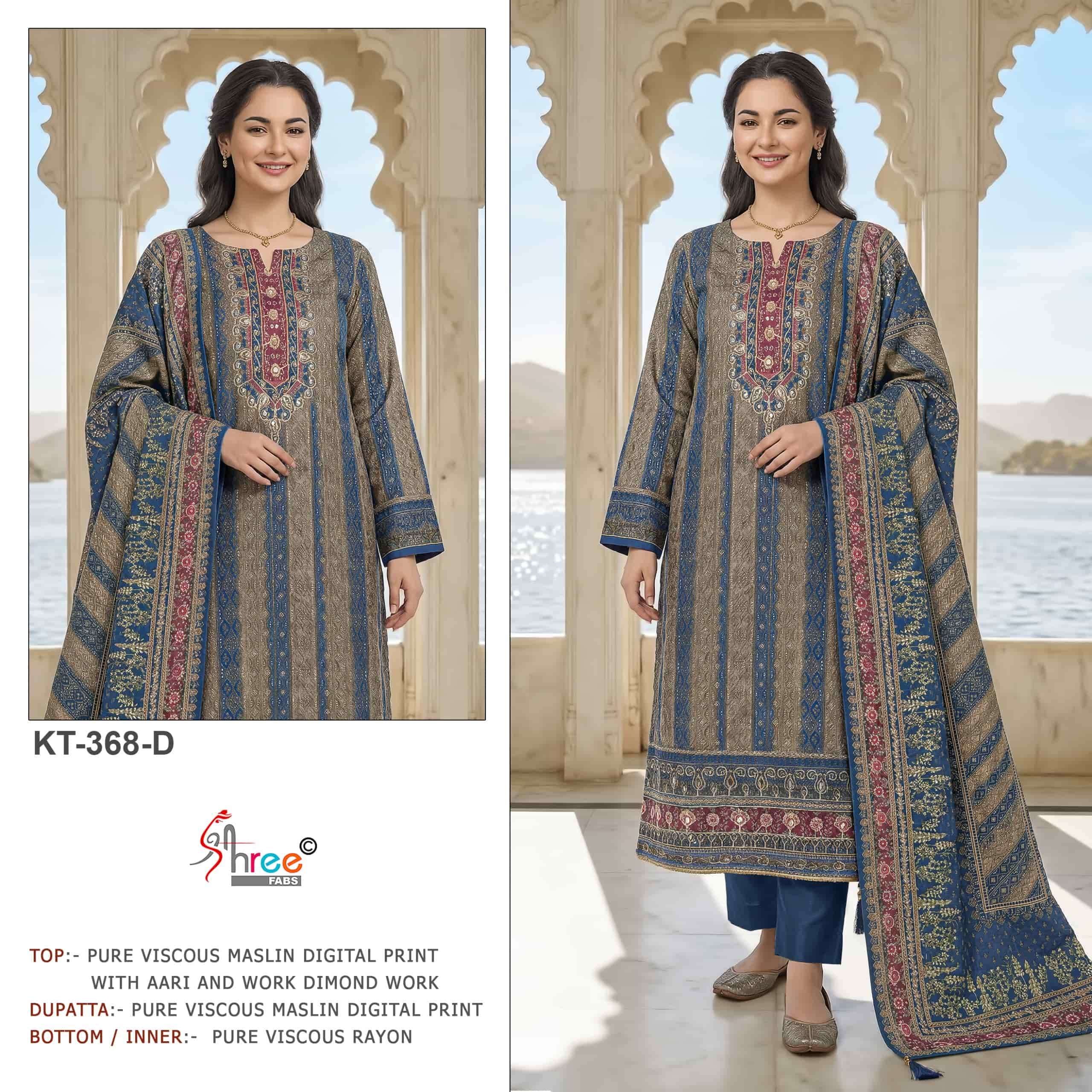 SHREE FAB KT-368 Viscose Muslin Pakistani Suit Wholesale Collection