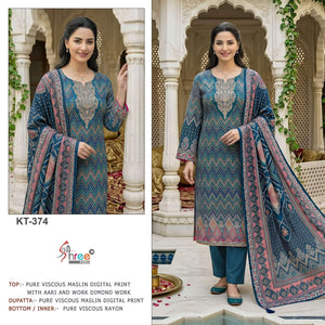 SHREE FAB KT-374 Viscose Muslin Embroidery Pakistani Dress
