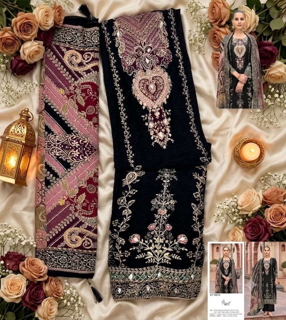 Shree Fab KT-398 A To D Series Viscose Muslin Embroidery Premium Suit Set - Amrah Wholesale