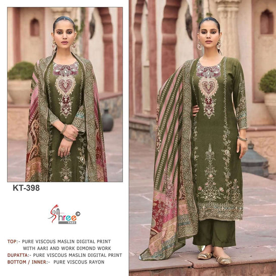 Shree Fab KT-398 A To D Series Viscose Muslin Embroidery Premium Suit Set - Amrah Wholesale