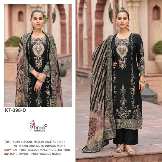 Shree Fab KT-398 A To D Series Viscose Muslin Embroidery Premium Suit Set - Amrah Wholesale