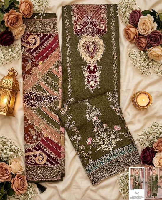 Shree Fab KT-398 A To D Series Viscose Muslin Embroidery Premium Suit Set - Amrah Wholesale