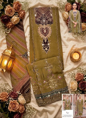 Shree Fab KT-398 A To D Series Viscose Muslin Embroidery Premium Suit Set