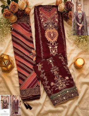 Shree Fab KT-398 A To D Series Viscose Muslin Embroidery Premium Suit Set