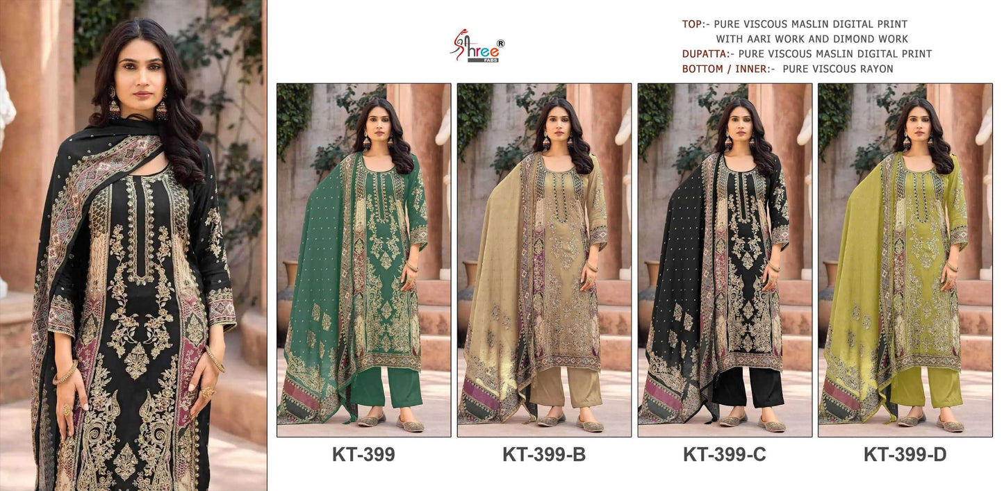 SHREE FAB KT-399 Viscose Muslin Embroidery Pakistani Suit
