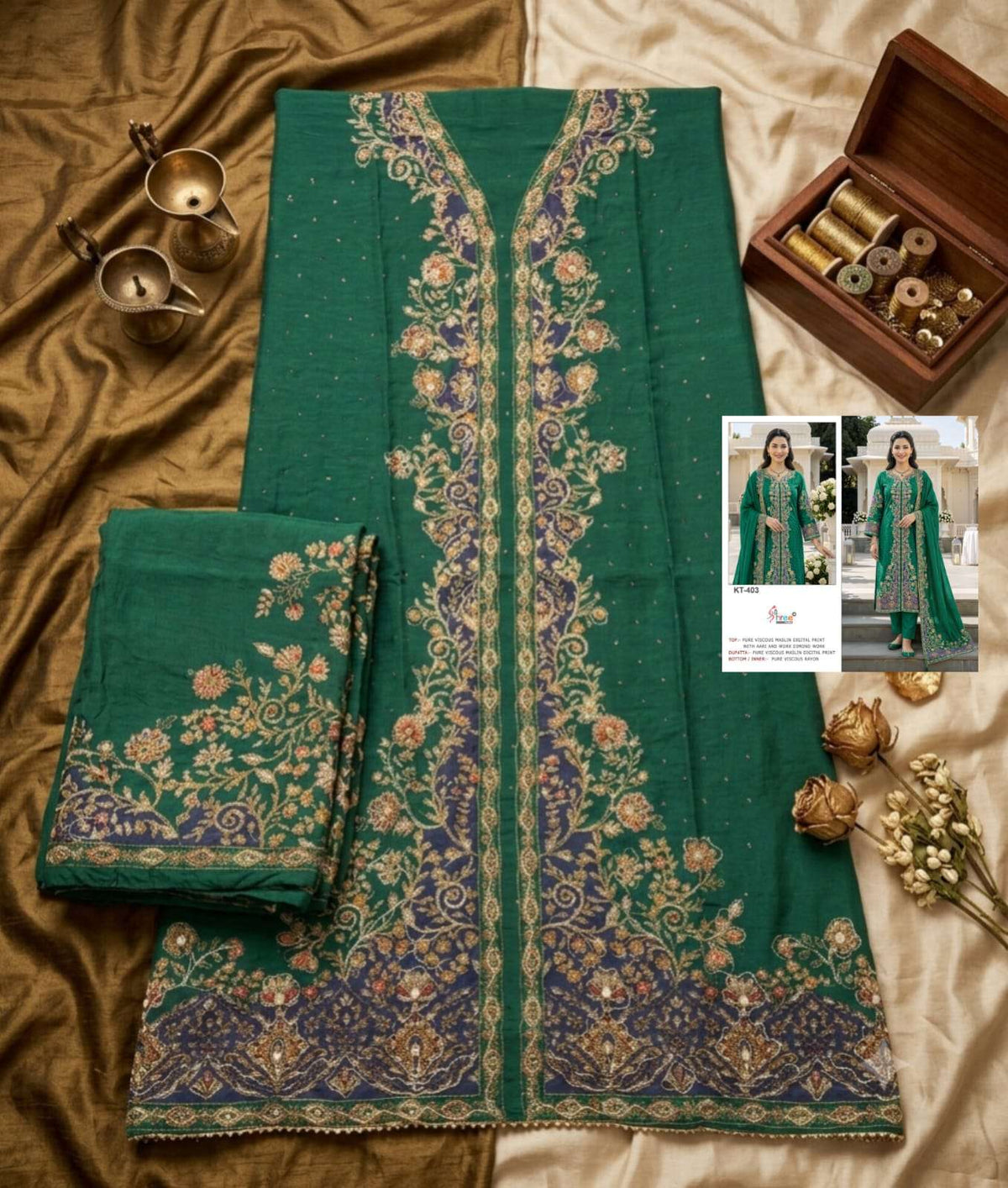 Shree Fab KT-403 Viscose Muslin Embroidered Pakistani Suit