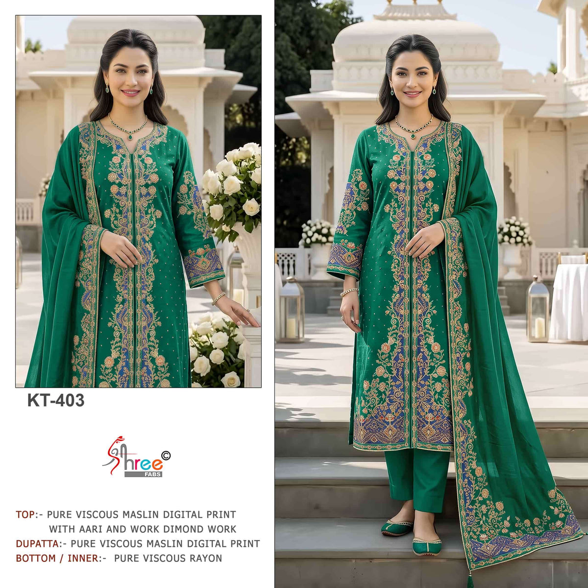 Shree Fab KT-403 Viscose Muslin Embroidered Pakistani Suit