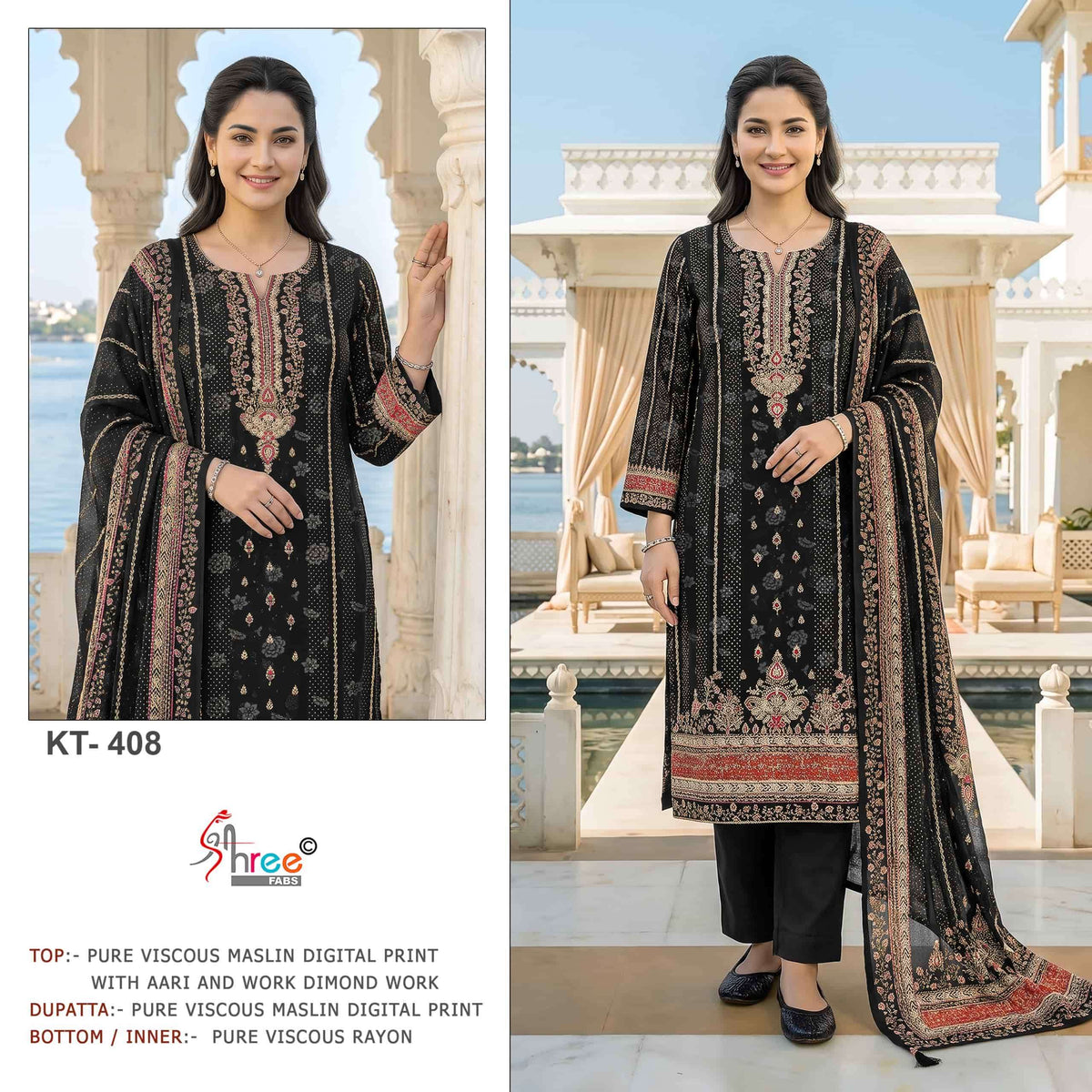 Shree Fab KT-408 Viscose Muslin Printed Semi Stitched Pakistani Suit