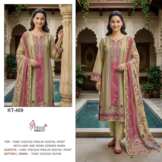 Shree Fab KT-408 Viscose Muslin Printed Semi Stitched Pakistani Suit