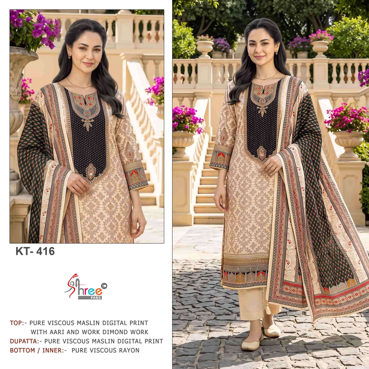 Shree Fab KT-416 Viscose Muslin Digital Printed Salwar Suit