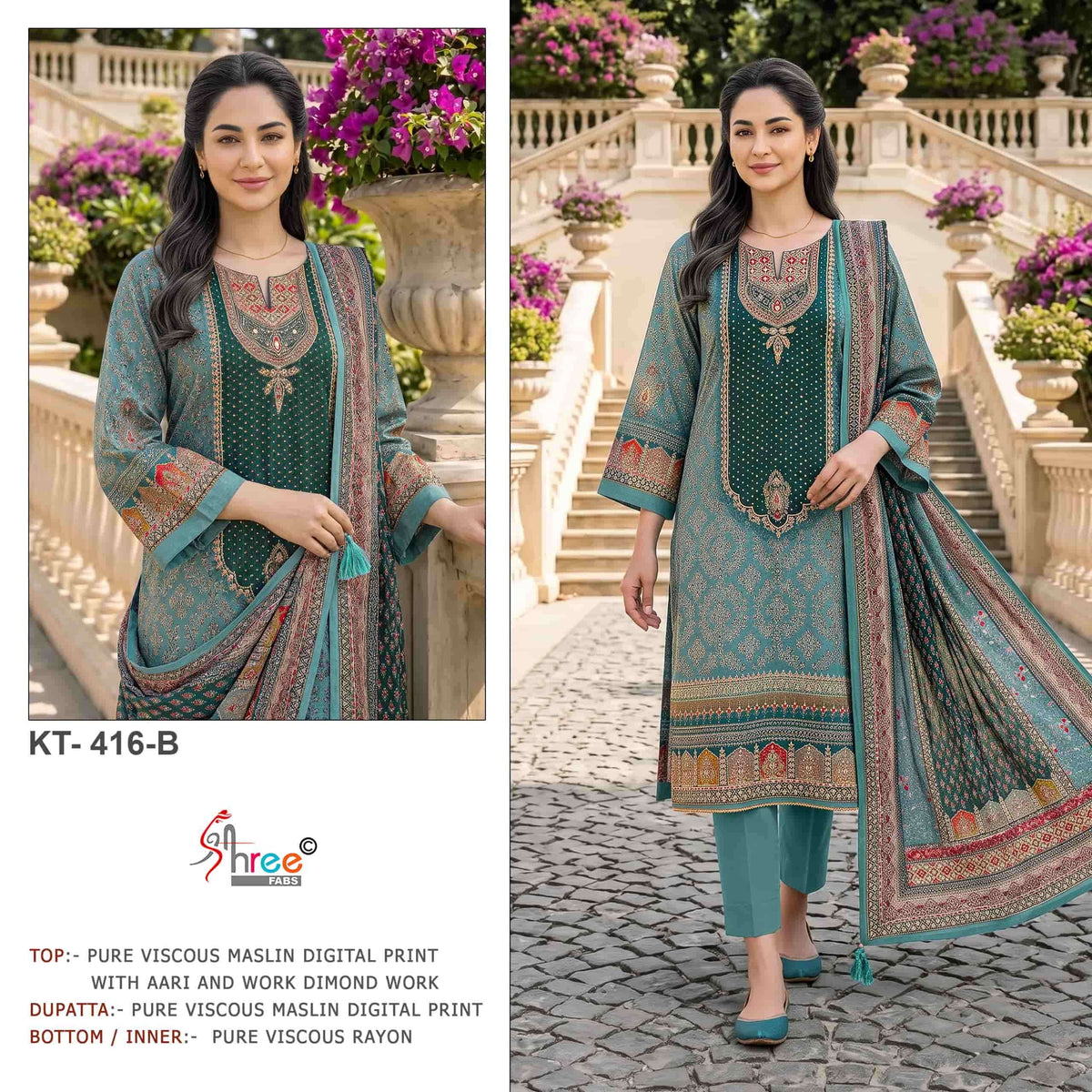 Shree Fab KT-416 Viscose Muslin Digital Printed Salwar Suit