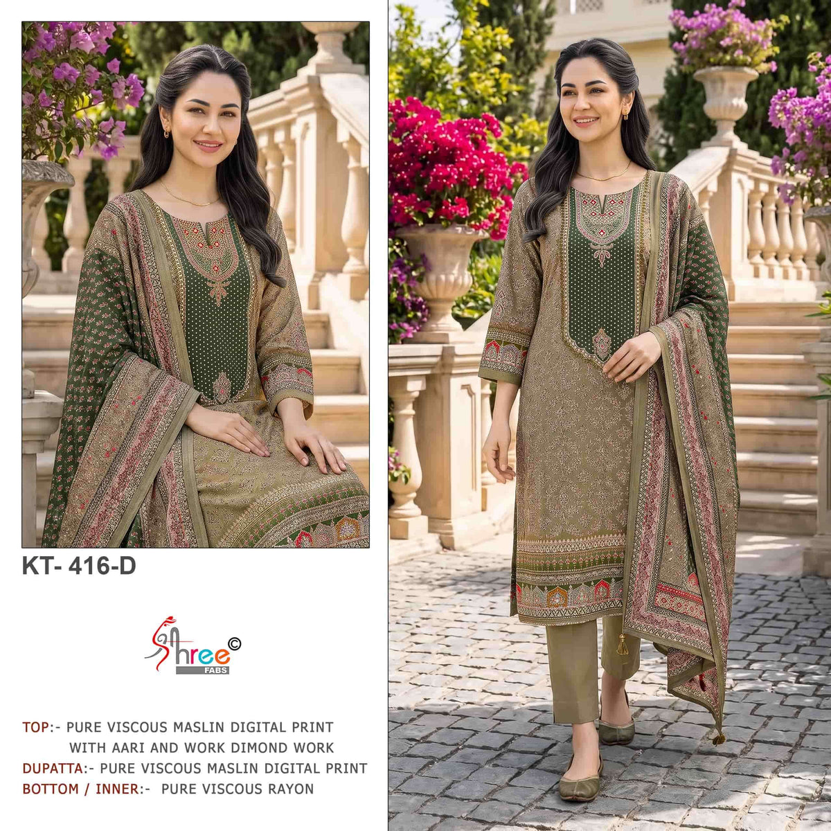 Shree Fab KT-416 Viscose Muslin Digital Printed Salwar Suit
