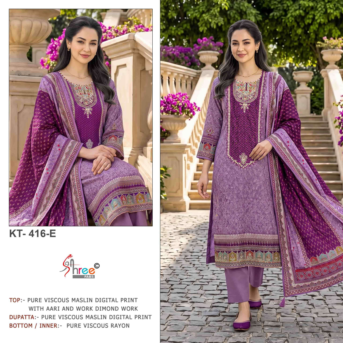Shree Fab KT-416 Viscose Muslin Digital Printed Salwar Suit