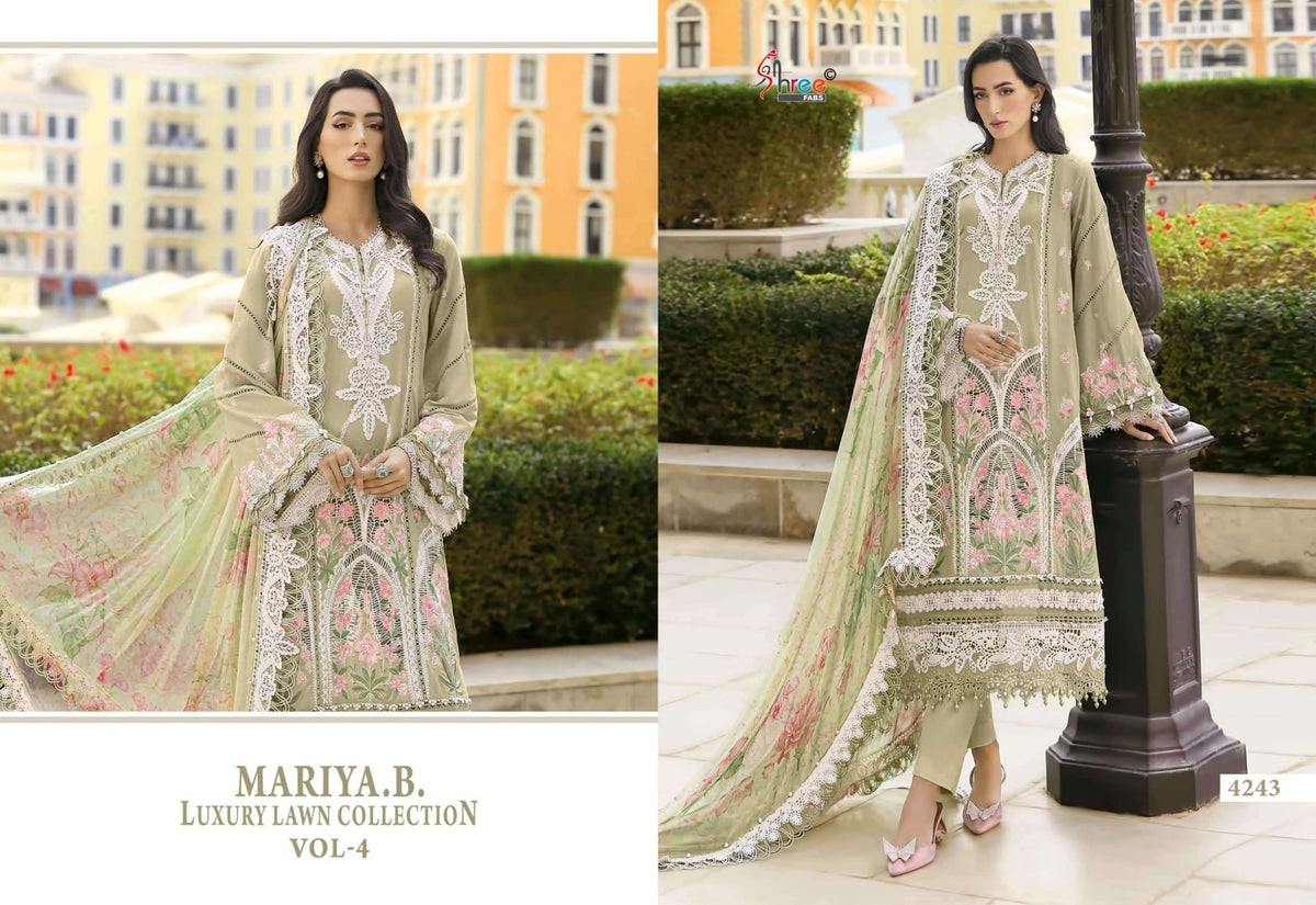 Shree Fab Mariya B Lawn Cotton Embroidery Pakistani Suit - Amrah Wholesale