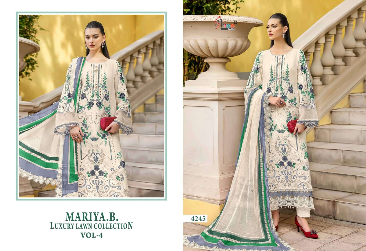 Shree Fab Mariya B Lawn Cotton Embroidery Pakistani Suit - Amrah Wholesale