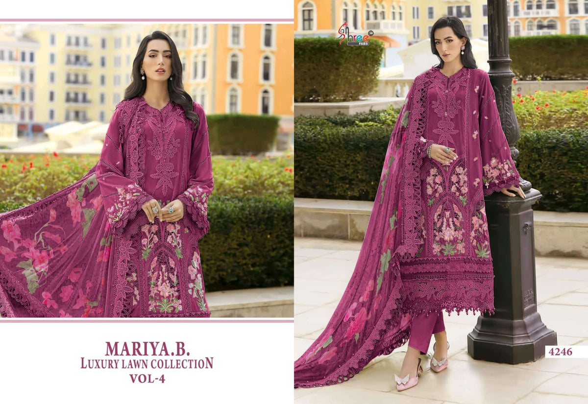 Shree Fab Mariya B Lawn Cotton Embroidery Pakistani Suit - Amrah Wholesale