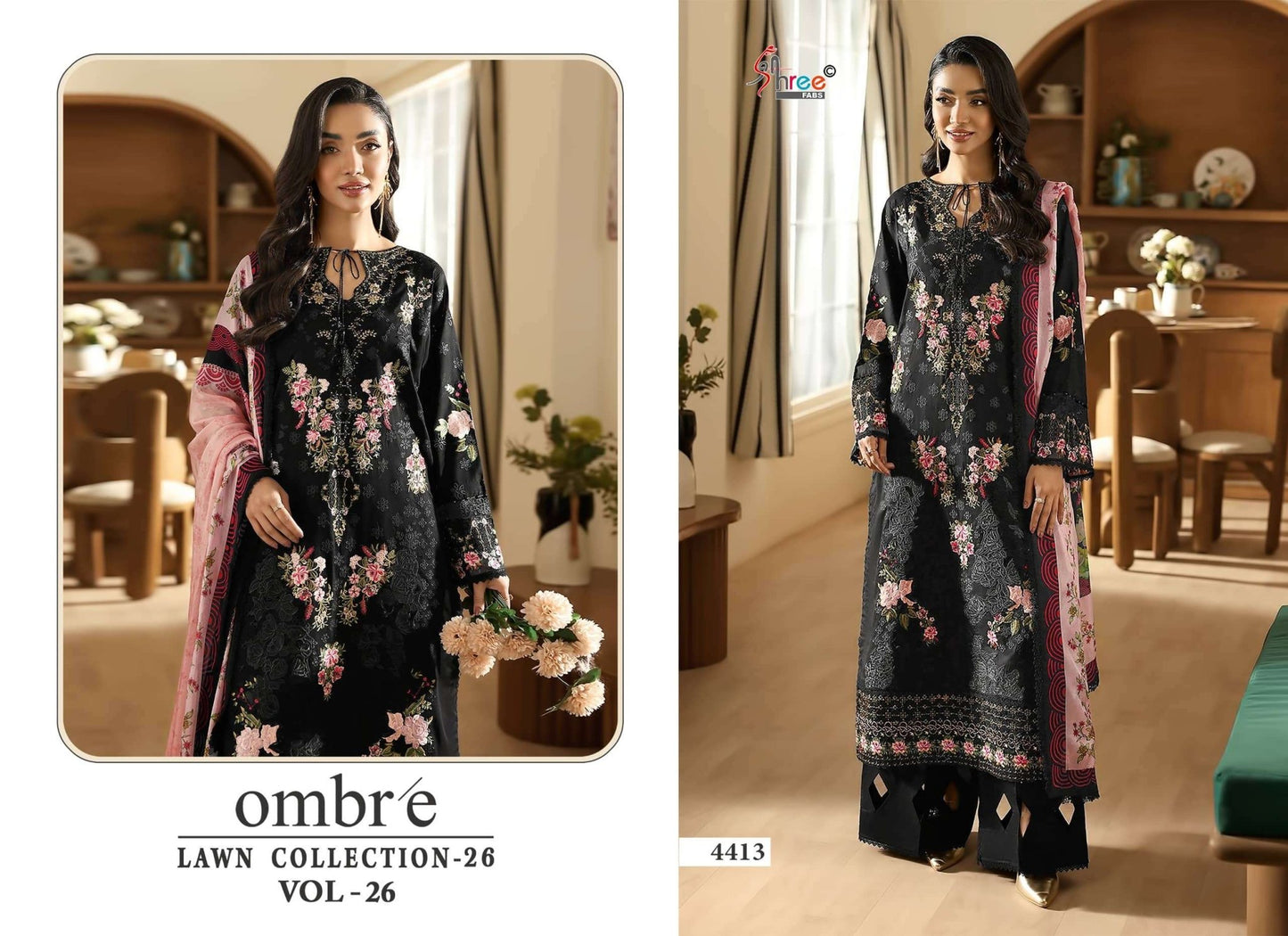 Shree Fab Ombre Lawn Collection Vol-26 Cotton Pakistani Suit - Amrah Wholesale
