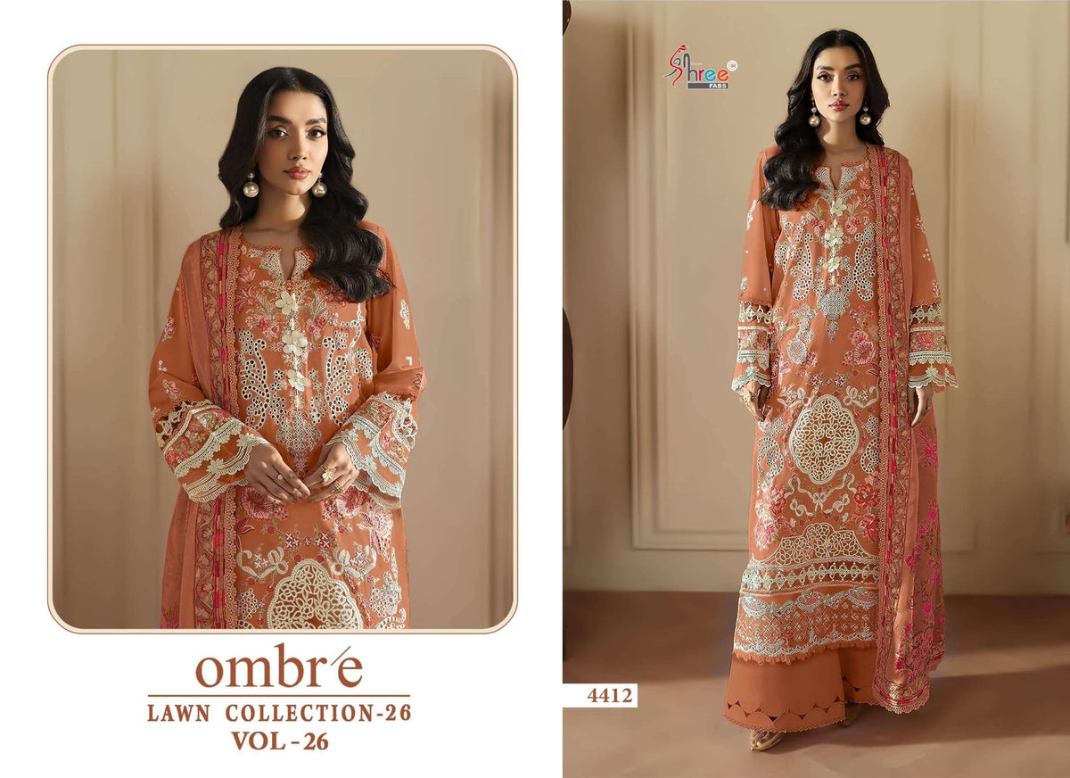 Shree Fab Ombre Lawn Collection Vol-26 Cotton Pakistani Suit - Amrah Wholesale