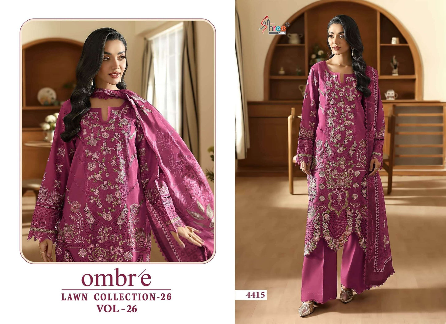 Shree Fab Ombre Lawn Collection Vol-26 Cotton Pakistani Suit - Amrah Wholesale