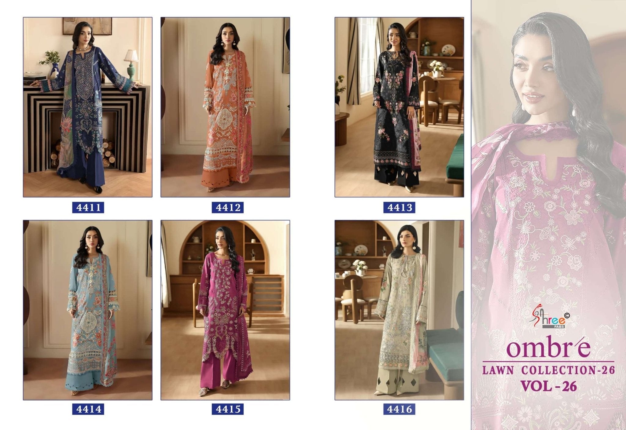 Shree Fab Ombre Lawn Collection Vol-26 Cotton Pakistani Suit - Amrah Wholesale