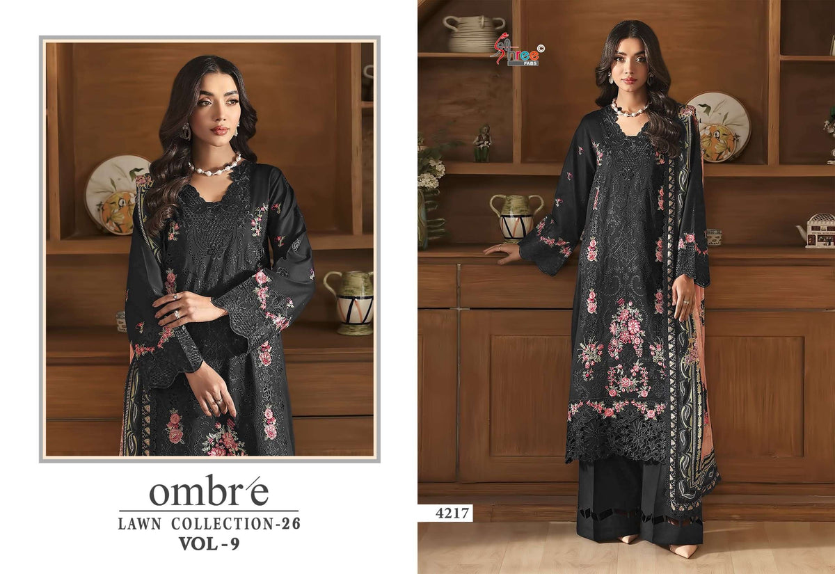 Shree Fab Ombre Lawn Vol 09 Cotton Embroidered Pakistani Suit