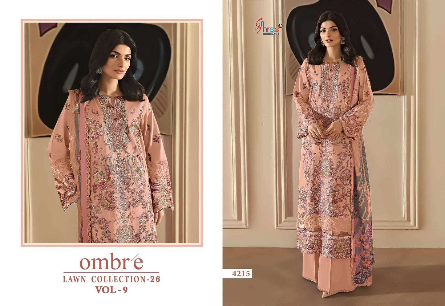 Shree Fab Ombre Lawn Vol 09 Cotton Embroidered Pakistani Suit