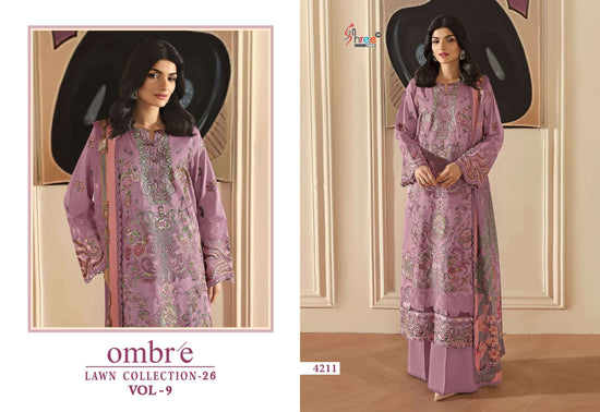 Shree Fab Ombre Lawn Vol 09 Cotton Embroidered Pakistani Suit