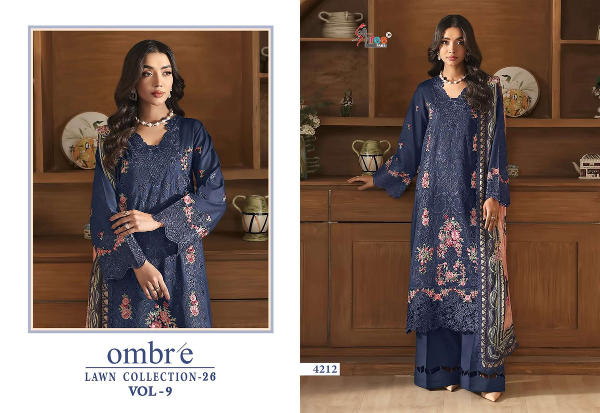 Shree Fab Ombre Lawn Vol 09 Cotton Embroidered Pakistani Suit
