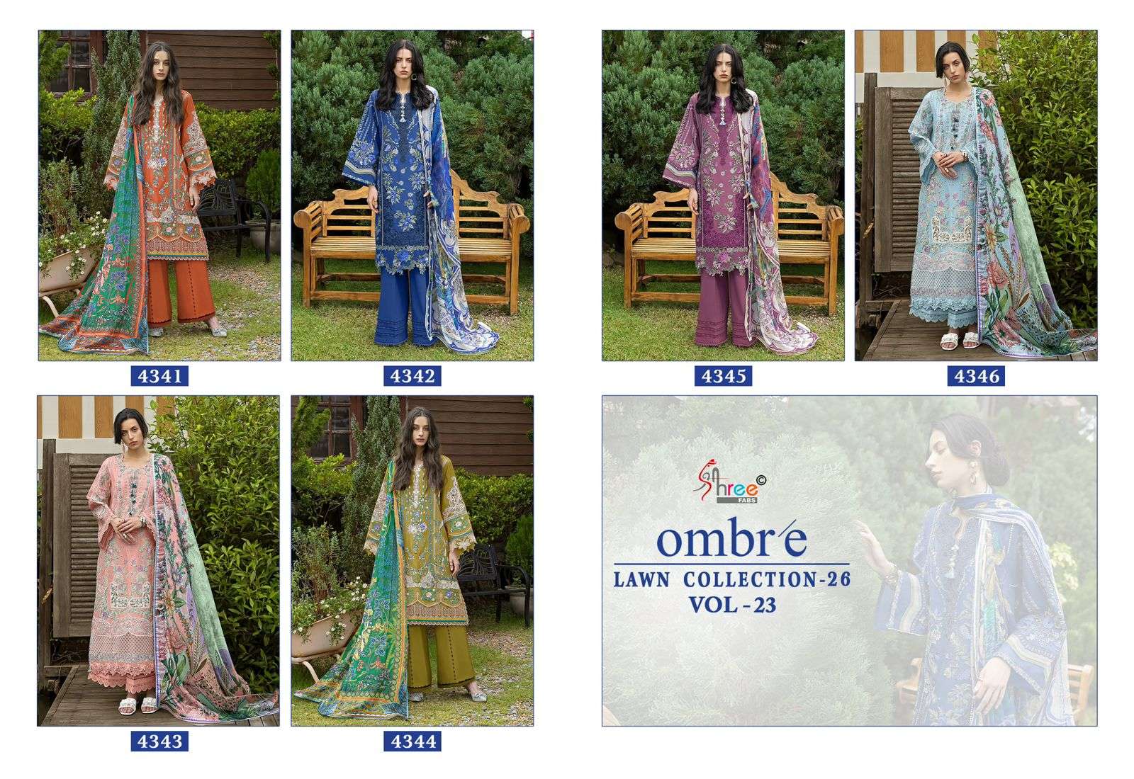 SHREE FAB OMBRE LAWN COLLECTION VOL - 23 Cotton Pakistani Suit - Amrah Wholesale