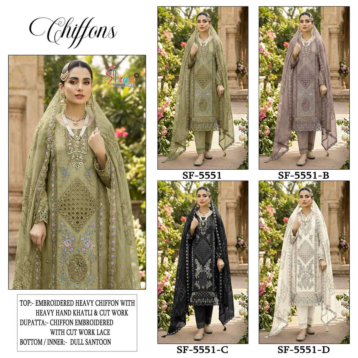 Shree Fab SF - 5551 A To D Series Pakistani Suit Wholesale Catalogue - Amrah Wholesale